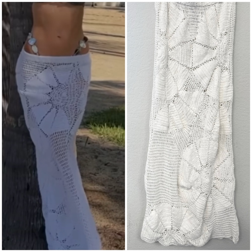 RAHI White Crochet Cover Up Skirt Size Small